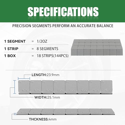 1/2 oz Stick On Wheel Weights 144pcs 72oz Low Profile Gray - color: Gray, size: 0.5oz-144PCS