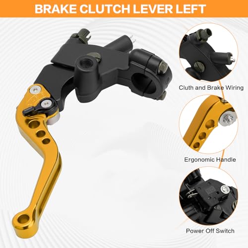 7/8" 22mm Motorcycle Brake Clutch Lever Master Cylinder Reservoir - color: Gold