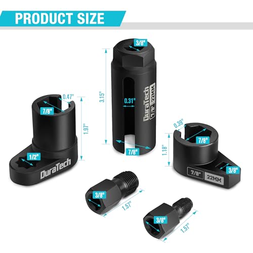 DURATECH 5PCS O2 Oxygen Sensor Socket Thread Chaser Set, 3/8" 1/2" Drive x 7/8" 22mm Oxygen Sensor Remover O2 Sensor Removal Tool Kit (Pack of 2) - size: 5pcs (Pack of 2)