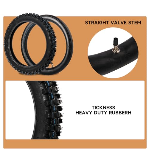 60/100-14 Front Tire 2.50-14 Inner Tube 14 Inch for KLX110 KX60 KX65 PW80 TTR90 TTR110 CRF70 XR70 Suzuk* RM60 JR80 DS80 DRZ110 Apollo RFZ SSR TaoTao 110cc 125cc Pit Dirt Bike - size: 60/100-14"