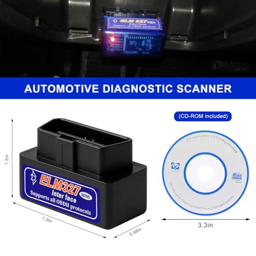 ELM327 OBDII Car Auto Diagnostic Scanner, Portable Wireless OBD2 Scanner Auto Engine Fault Code Reader, Professional Mini Diagnostic Scan Tool for Most OBDII Vehicles (Black) - color: Black, size: 1PCS