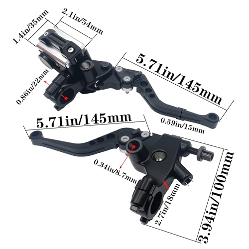 Universal Motorcycle 7/8" 22mm Handlebar Brake Master Cylinder Clutch Lever CNC Left & Right Set Compatible with Honda Kawasaki Suzuki Yamaha( Piston Diameter 12.7mm (Black) - color: Black