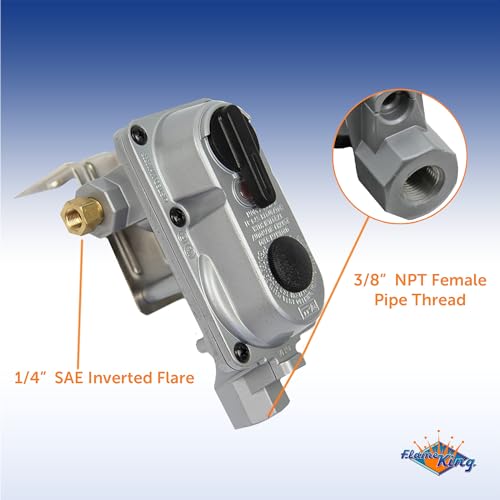 Flame King (KT12ACR-2) 2-Stage Auto Changeover LP Propane Gas Regulator With Two 12 Inch Pigtails For RVs, Vans, Trailers - size: 12-inch Pigtails
