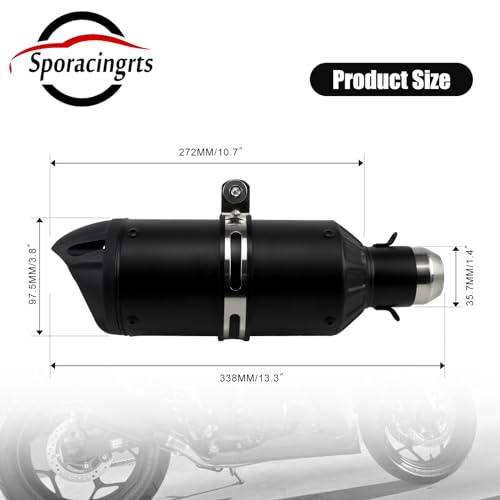 Sporacingrts Universal 1.5"-2" Slip-On Motorcycle Mufflers & Silencers - Matt Black Finish, Compatible with Grom, ATV, Dirt, Street Bike, Scooter, Quad, and More