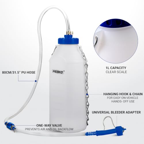 1L Brake Bleeder Bottle One Way Check Valve, Brake Fluid Bottle Blue - color: Blue