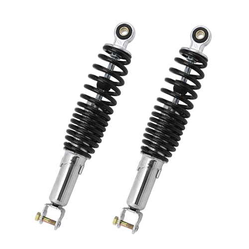 Minho Motorcycle Dual Rear Shock Absorbers with Adjustable Spring Preload in Heavy Iron Material Compatible with Chinese GY6 Scooter Mopeds Taotao Tank Jonway Roketa,305MM Length,10MM Mounting Hole - size: 305mm