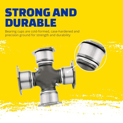 DRiV MOOG Premium Universal Joint - Greaseable U-Joint with Nitrile Rubber Grease Seals - Wear-Resistant Construction - Case-Hardened, Cold-Formed Auto Repair Joint