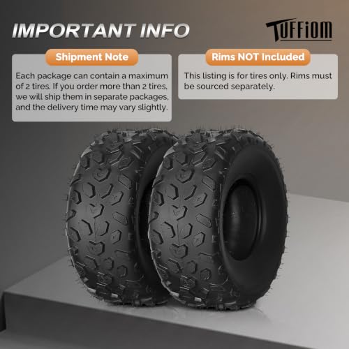 TUFFIOM 19x7-8 ATV UTV Tires for All-Terrain, 4PR Mini Bike Tires with Good Longitudinal Traction and Reversing Performance on Mud, Sand and Rocks, Tubeless, Set of 2 - size: 19x7-8 4PR (2 pack)