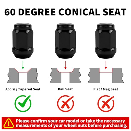 20pcs Black M12x1.5 Lug Nuts for Escape Fusion Focus, Accord CR-V Civic - color: Black