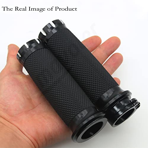 1" Motorcycle Handlebar Grips Non-Slip Hand Grips Rhombus Rubber Universal Fits for Harley Kawasaki Yamaha Suzuki - style: Black-01