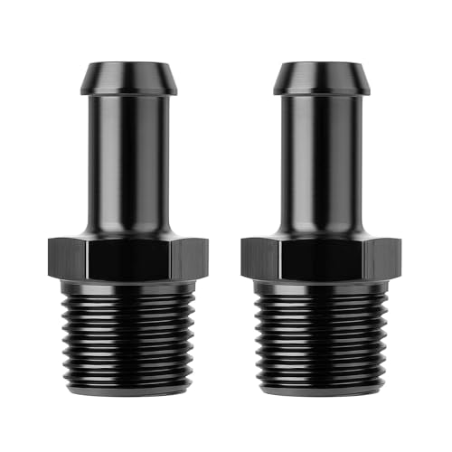 EVIL ENERGY 1/2" NPT Male to 1/2" Barb Fitting Adapter Straight Aluminum Black 2PCS - size: 1/2 NPT to 1/2 Barb