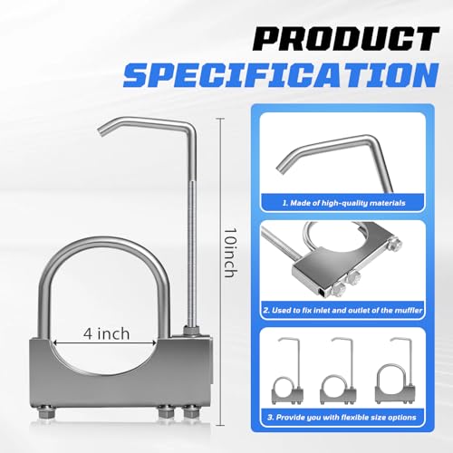 4" Universal Exhaust Clamp with Hanger, 2 PCS - size: 4 Inch