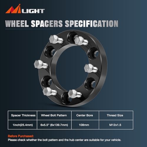 Nilight 토요타 타코마 4러너 1995-2023용 6x5.5 휠 스페이서 - size: 1995-2023 Toyota Tacoma-1inch