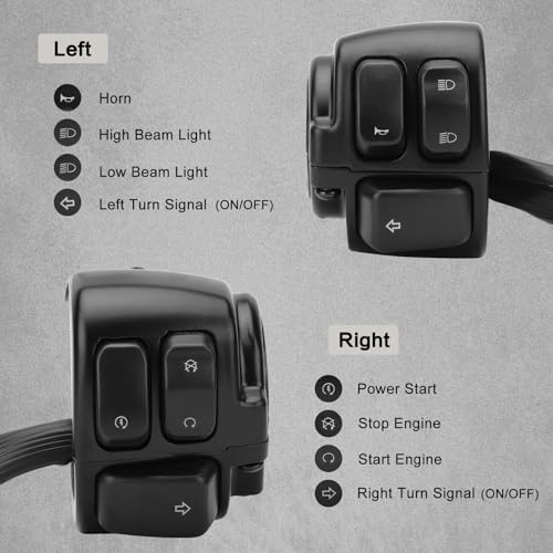 1 Pair Motorcycle 1 inch Handlebar Switches Control w/Wiring Harness