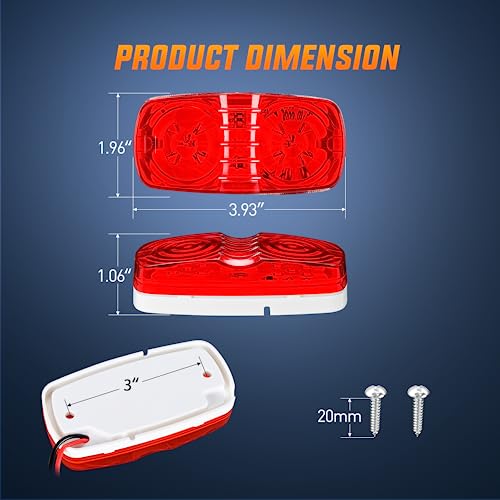 Nilight Double Bullseye Marker Light 14PCS Red Amber 10LED Rectangular - color: 14Pcs Amber Red