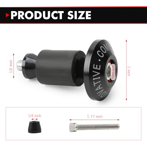 2 PCS Motorcycle Handlebar Grips, 7/8" Bar Ends, Universal Motorcycle Handlebar Plugs (Black) - color: Black