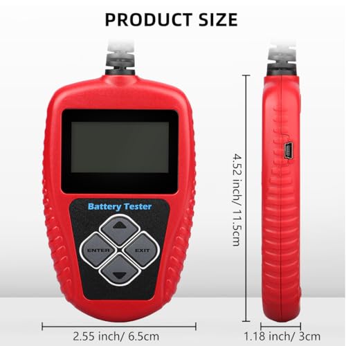 ANCEL BA101 Car Battery Tester, 12V Digital Automotive Alternator Meter Diagnostic Tool,100-2000 CCA Load Capacity, Charging & Cranking Analyzer for Truck, Boat, RV, Marine Vehicle, and More
