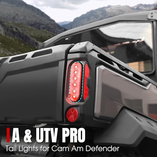 A & UTV PRO 1PCS LED Tail Lights for 2016-2025 Can Am Defender HD5 HD8 HD9 HD10 MAX Accessories Rear Brake Stop Lights Assembly Replace OEM #710004257, Smoked 1PCS