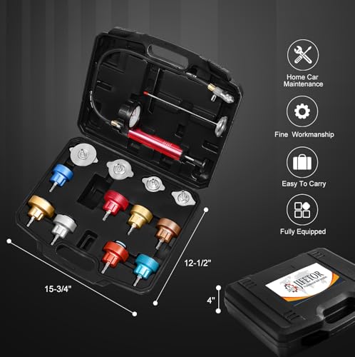 JIFETOR 14PCS Cooling System Radiator Coolant Pressure Leak Tester Tool Kit - color: Black Case