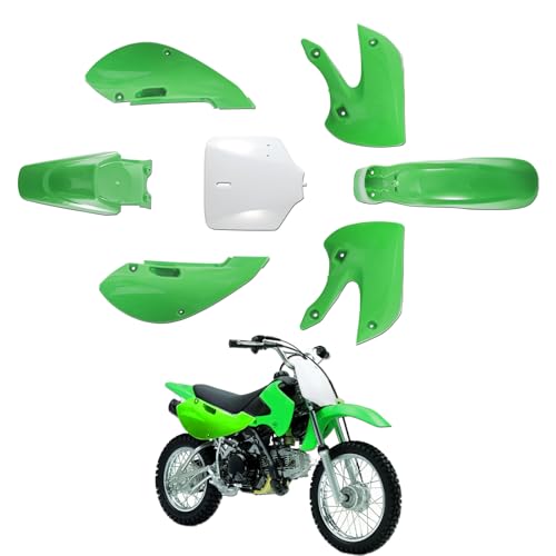 ABS Plastics Kit for Kawasaki KLX110 2002-2013, KX65 2000-2013 - color: Green & White