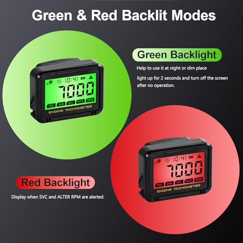 Small Engine Tachometer, Digital Tachometer Tach Gauge with Clip - color: Black