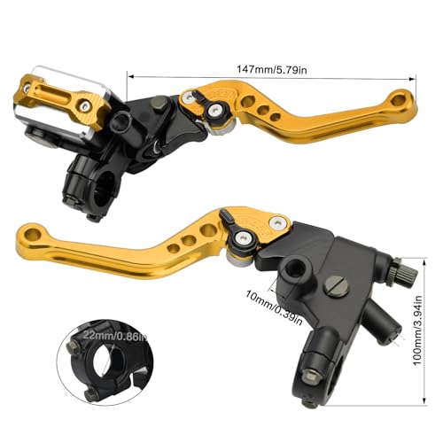 Motorcycle 7/8" 22mm Handlebar Brake Master Cylinder Clutch Lever - color: Gold