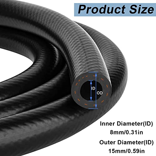 Tnisesm 5/16"(8MM) Inch ID Fuel Line Set, 2 Meter / 6-Foot 5/16 Fuel Line + 2Pcs 1/4 Inch X 5/16 Inch Gas Inline Fuel Filters with Magnet +10 Pcs 1/2" ID Hose Clamps for Small Engin - color: brown(Spring Hose Clamp), size: 5/16"