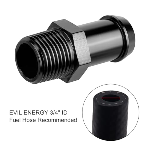 EVIL ENERGY 1/2" NPT Male to 3/4" Barb Fitting Adapter Straight Aluminum Black 2PCS - size: 1/2 NPT to 3/4 Barb