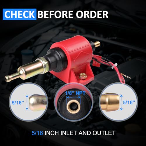 12V Electric Fuel Pump Low Pressure 5-9 PSI Inline - size: 5-9 PSI 35GPH