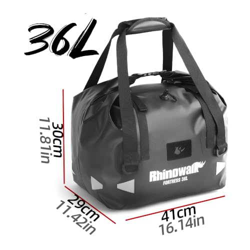 Rhinowalk 36L Waterproof Motorcycle Saddle Bag – 500D PVC Rear Seat Pack, Portable, Standalone or Expansion Insert for Motorbike Top Case - style: 36l Bag (Mft2308)