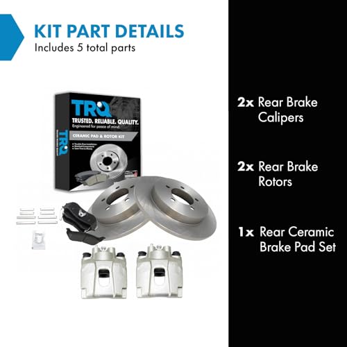 TRQ Rear Brake Pad and Rotor Set Ceramic Solid Rotors Calipers - style: BKA14471