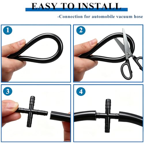 Tnisesm 6.6 FT Vacuum Hose Automotive 1/8" 5/32" 3/16" 1/4" 5/16" 3/8" ID 6 Values 130PSI High Performance Silicone Vacuum Hose line Kit - color: Black, size: 6PCS-6.6FT