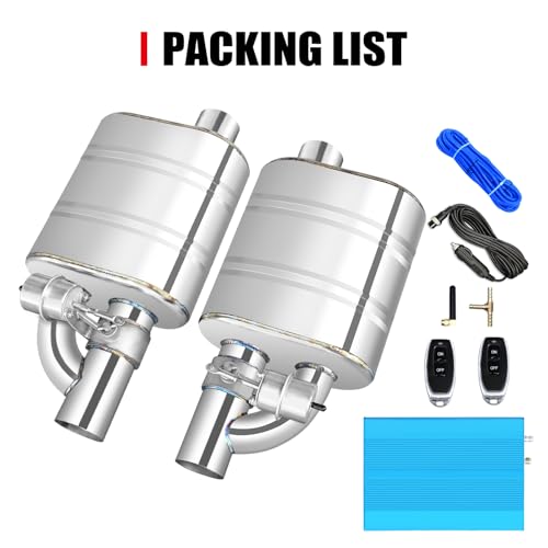 3 Inch Valved Muffler Exhaust Cutout with Muffler Cat Back Exhaust System Kit (2pcs) - size: 3" (2pcs)