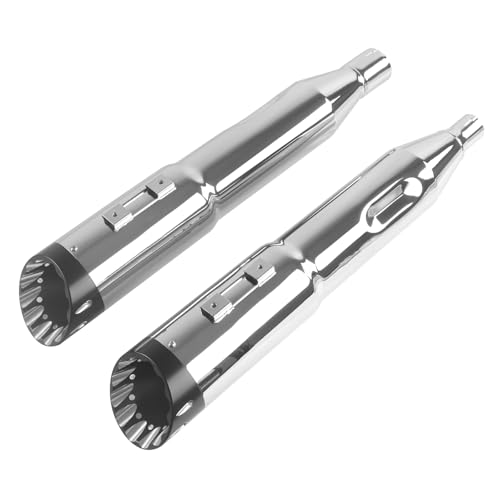 SHARKROAD 5.0'' Mufflers for Harley Davidson Touring, Chrome - style: HDMF-501715CB, Chrome body+Black Tip