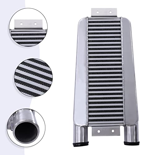 Intercooler, 24"X11"X3" Universal Aluminum Intercooler Kit, 2.5" O.D In/Out One Side, Direct Replacement Silver - size: 24" x 11" x 3"