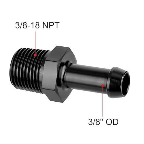 EVIL ENERGY 3/8" NPT Male to 3/8" Barb Fitting Adapter Straight Aluminum Black 2PCS - size: 3/8 NPT to 3/8 Barb