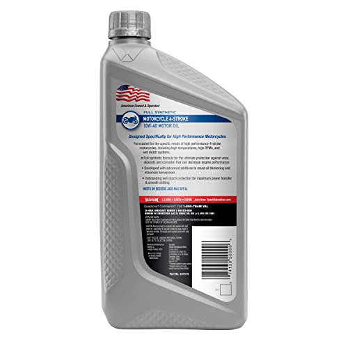 Valvoline Motor Oil, 10W-40, 1 QT Pack of 2 | Full Synthetic | 4-Stroke Motorcycle - size: 1 QT (Pack of 2), style: Full Synthetic