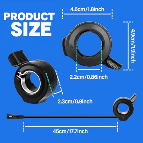 Full Twist Throttle for Super73, Ebike Throttle 3Pin Grip Kit, 12V-72V Plug and Play for Bafang Mid Drive Kit, 7/8" 22mm Handlebar Electric Bike - style: Thumb Throttle
