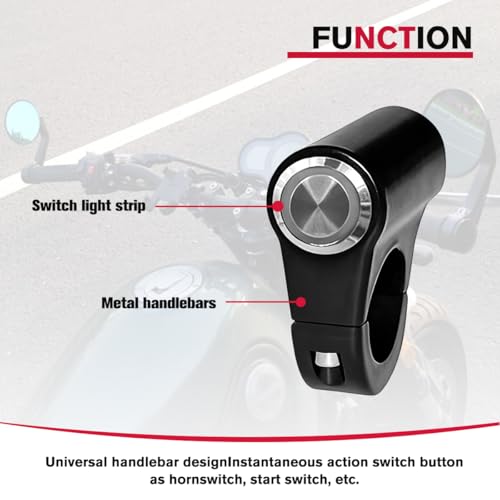 Motorcycle Handlebar Control Horn Start Switch, 1 Buttons Momentary Action Motorbike On Off Push Switch, Motorcycle Handle Bar Start Kill Button, Compatible with UTV Scooters ATV