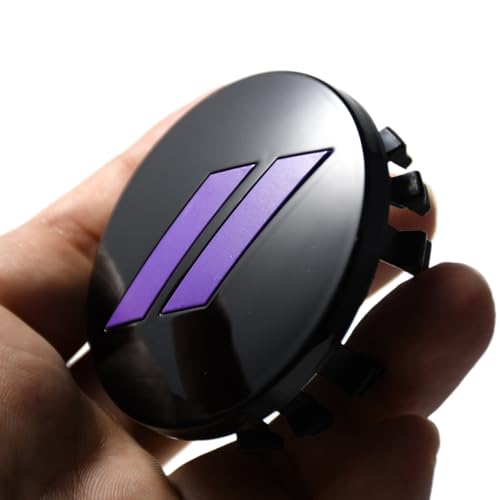 (Set of 4) Purple 63mm=2.5 inches // Slash Wheel Center Cap Covers HubCap Emblem Badge Trim for Dodge Charger Challenger Durango Hornet Dart R/T SRT Magnum Nitro Journey Caliber Avenger - color: Purple // on gloss black cap