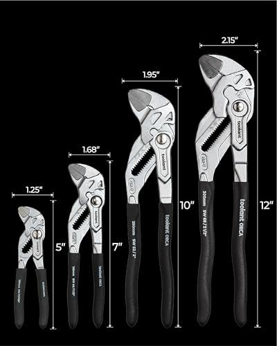 toolant 3PCS Chrome Pliers Wrench Set, 7/10/12-Inch, CR-V Steel Jaws - size: 7/10/12-inch Chrome