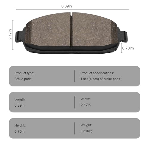 D1080 Front Ceramic Brake Pads Kit Fit For Jeep Grand Cherokee 2005-2010, For Jeep Commander 2006-2010 - style: HZ1080