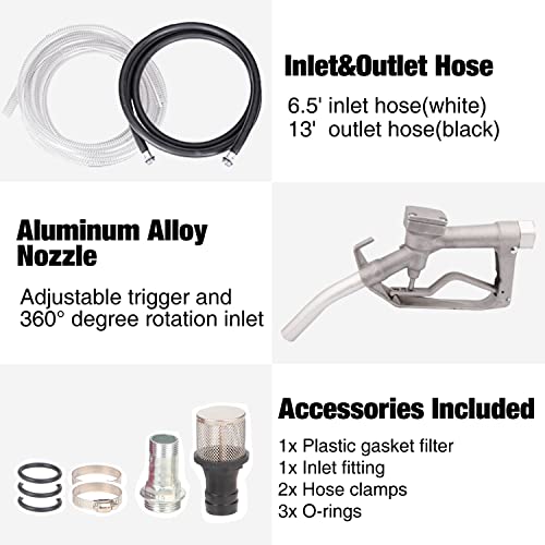 TOPWAY 110V AC 16GPM Electric Self-priming Oil Fuel Diesel Kerosene Biodiesel Transfer Pump Kit w/Discharge Hose & Nozzle - style: Pump Kit