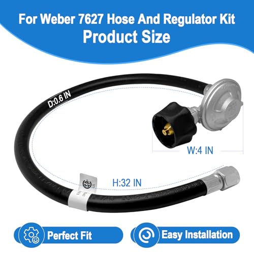 Upgraded for Weber Hose and Regulator kit, for Genesis 300 & Summit 400/600 Series for Weber Grill Regulator and Hose, for Genesis and Summit Series Gas Grills Including Silver Gold Platinum. - size: 32IN for Weber Genesis/Summit/Spirit