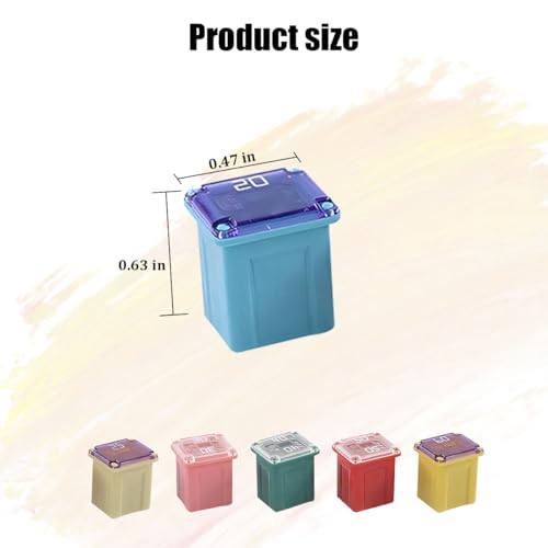 Zpana 30PCS Car Micro Cartridge Fuses, 20A 25A 30A 40A 50A 60A Low Box Shaped Square Vehicle Female Fuses Assortment Kit, Automotive Replacement Accessories, Universal for SUV RV Truck - color: Low