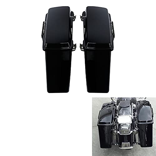 XMTMOTO Hard Saddlebags Saddle bags W/Lid Latch Key Fit for Harley 1994-2013 Touring models road glide road king ultra street glide electra glide and 1984-2017 Softail models Vivid Black/Black Latch