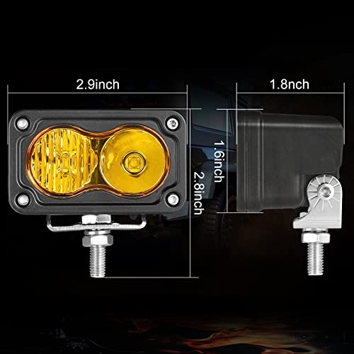LED Pods Amber 3" Driving Fog Light Yellow Off Road Lights - color: Yellow