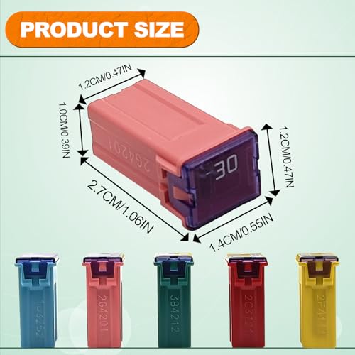 10pcs Upgraded Automotive Tall Profile Box Shaped Micro Cartridge Fuses JCASE Box Shaped Fuse Kit for Pickup Trucks Cars and SUVS (20A/30A/40A/50A/60A, 2pcs Each) - size: Tall