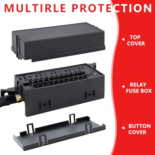 Newdeli 12V Relay Box 11 Way Waterproof Relay Fuse Box Automotive Relay and Fuse Block 12 AWG Pre-Wired Universal Relay Panel with 4-Pin Relays and ATC/ATO Blade Fuses for Auto Car Marine Boat Truck - size: 11 Way 12V 12AWG Fuse Relay Box