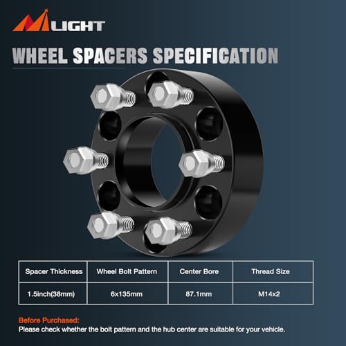 Nilight 6x135 Wheel Spacers for 2004-2014 Ford F150 - size: 2004-2014 F150 1.5inch